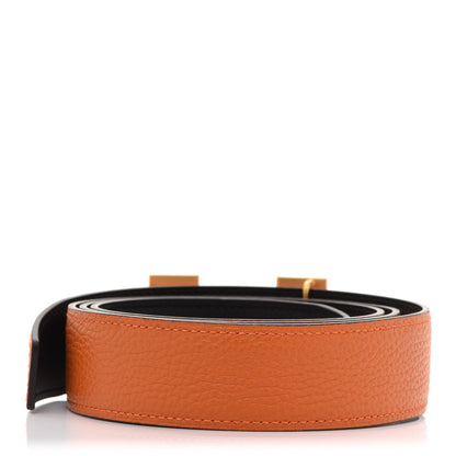 Hermes Box Togo 32mm H Belt 90 Black Orange 4 of 10