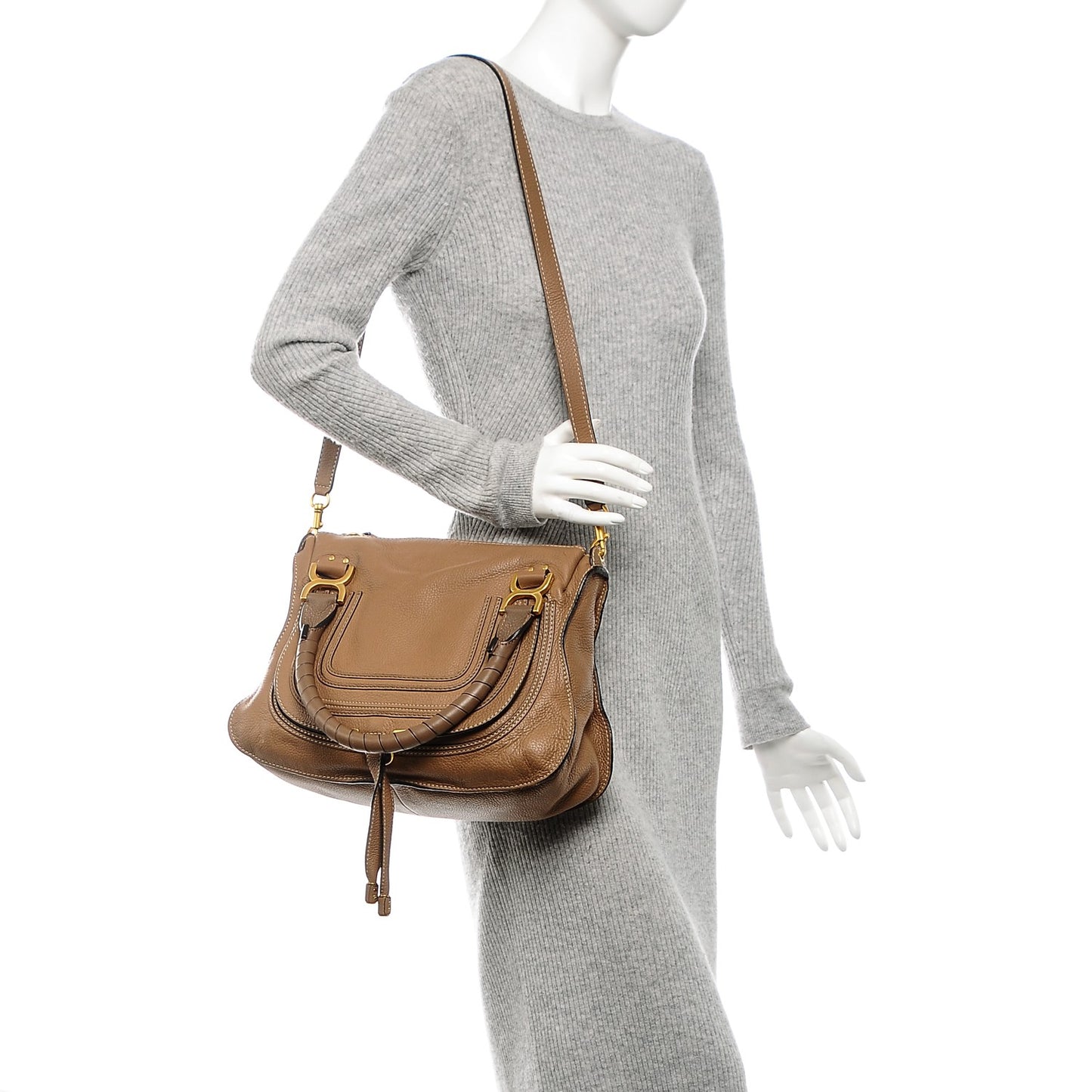 Calfskin Medium Marcie Satchel Nut