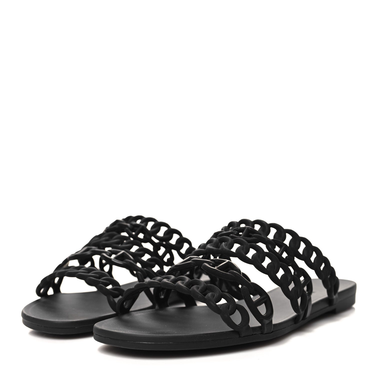 Hermes Rubber Chaine d'Ancre Rivage Sandals 36 Black 3 of 8