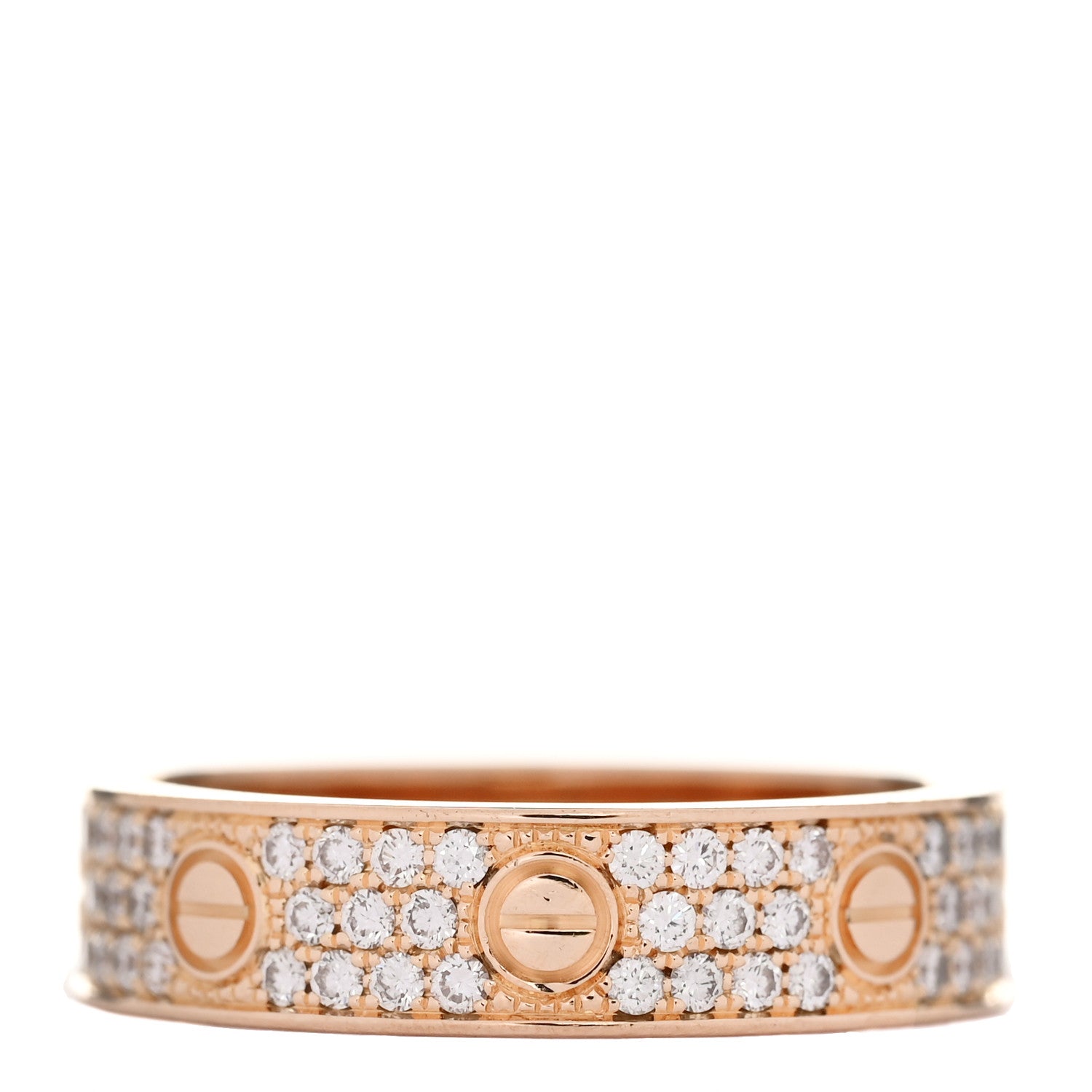 Cartier 18K Pink Gold Diamond 5mm LOVE Wedding Paved Band Ring 53 6.5 1 of 5