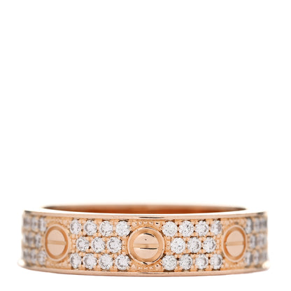 Cartier 18K Pink Gold Diamond 5mm LOVE Wedding Paved Band Ring 53 6.5 1 of 5