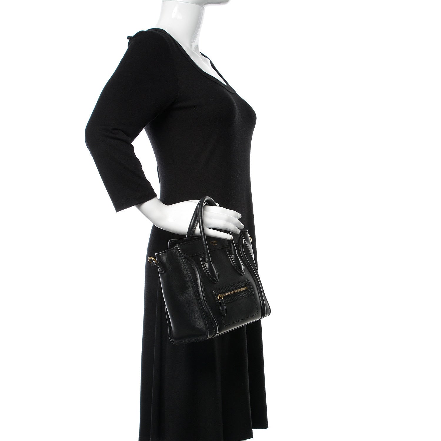 Celine Smooth Calfskin Nano Luggage Black 3 of 13