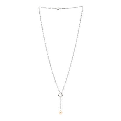 Tiffany Sterling Silver Pearl 7.5-8mm Elsa Peretti Open Heart Lariat Necklace 3 of 5