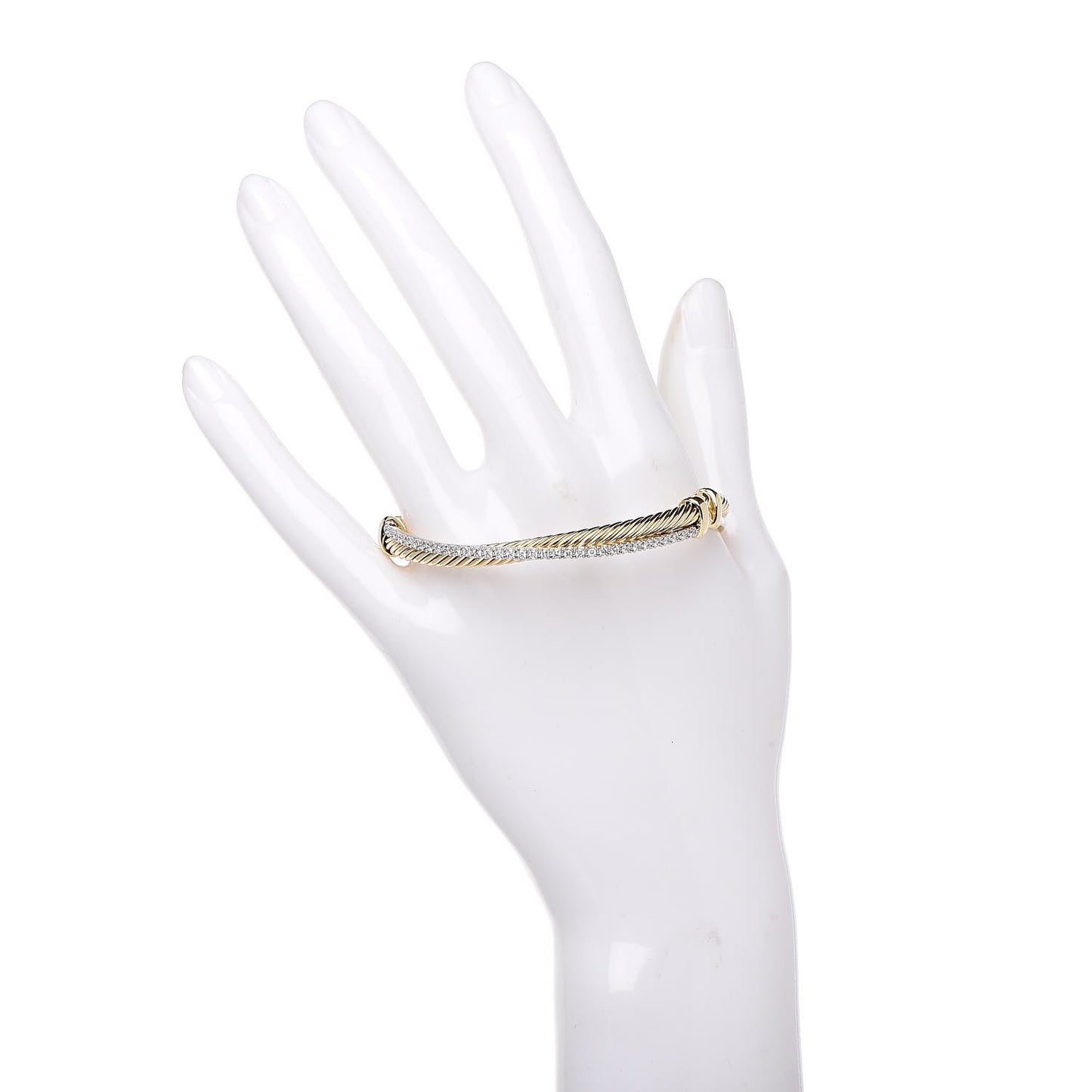 18K White Yellow Gold Diamond Crossover Bracelet