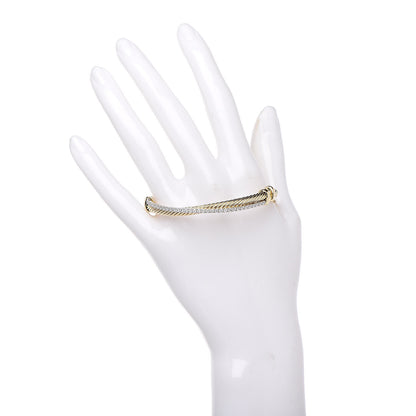 David Yurman 18K White Yellow Gold Diamond Crossover Bracelet 2 of 4