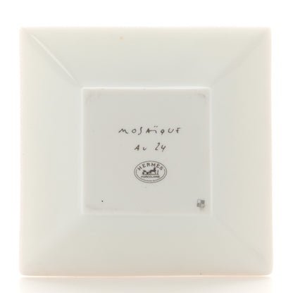 Hermes Porcelain Mosaique Au 24 Set of 5 Square Plates Gold 8 of 12