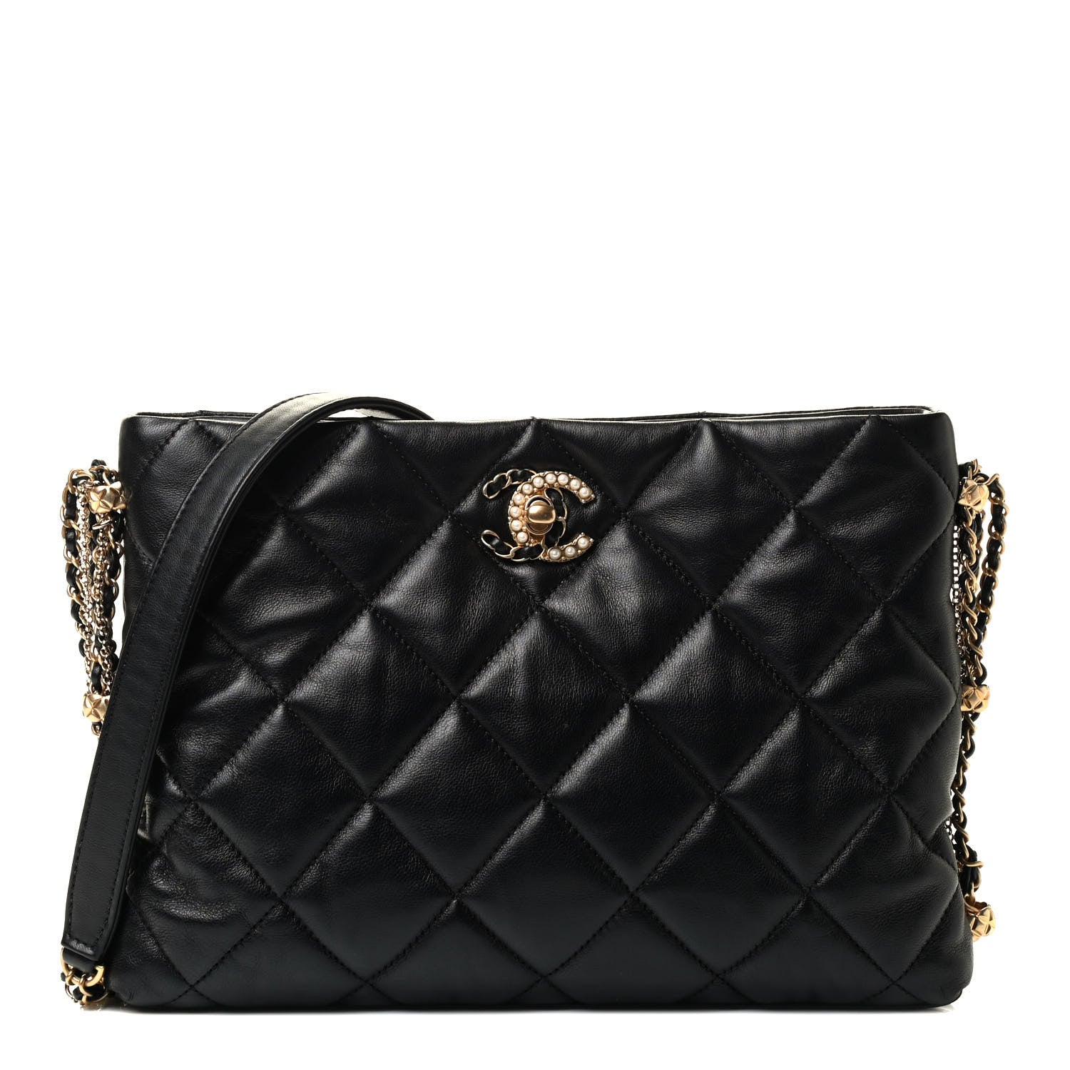 Chanel Lambskin Quilted Crush on Chains Hobo Black 1 of 10