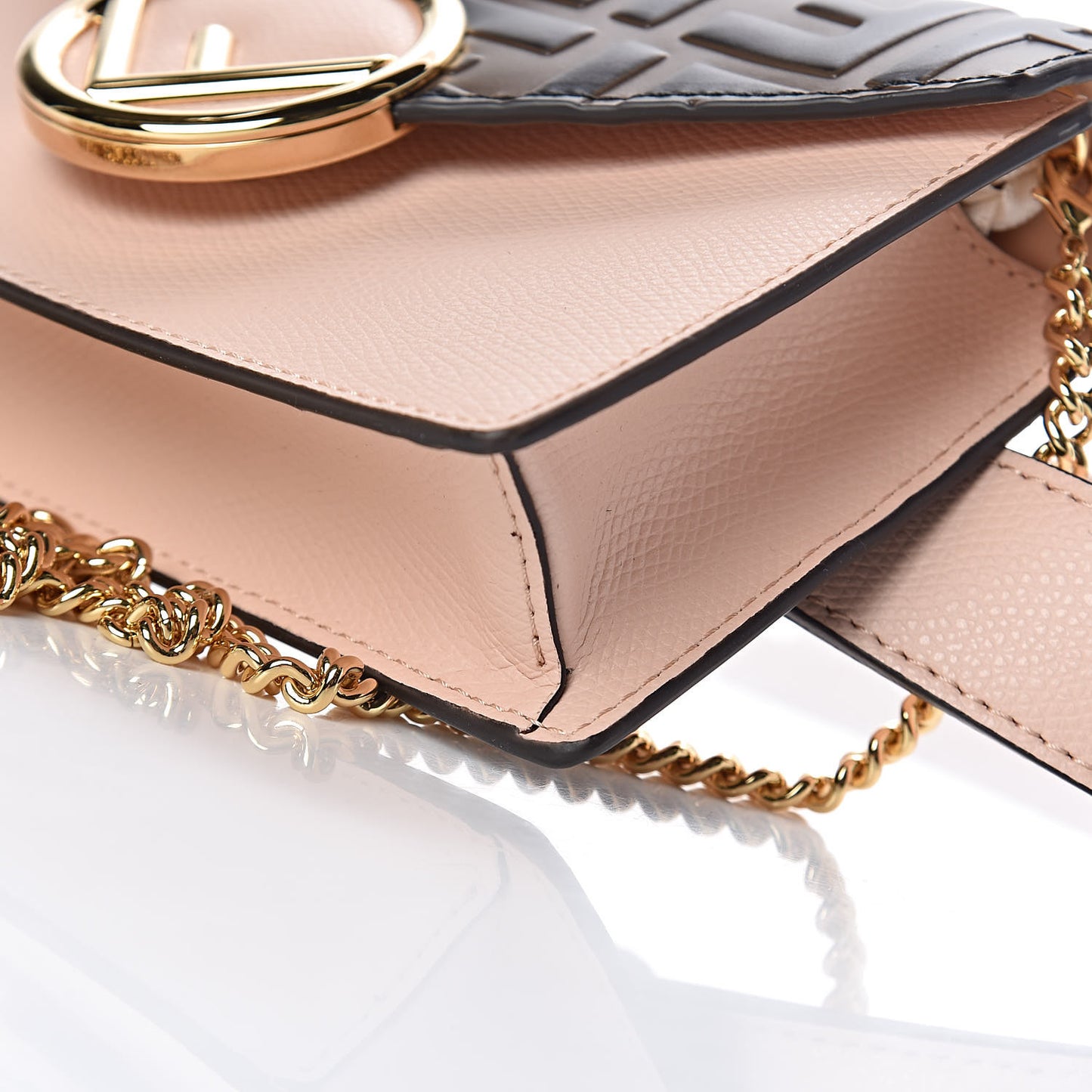 Vitello Cruise F is Fendi Bi-Color FF 1974 Embossed Envelope Belt Bag Maya Black Light Rose