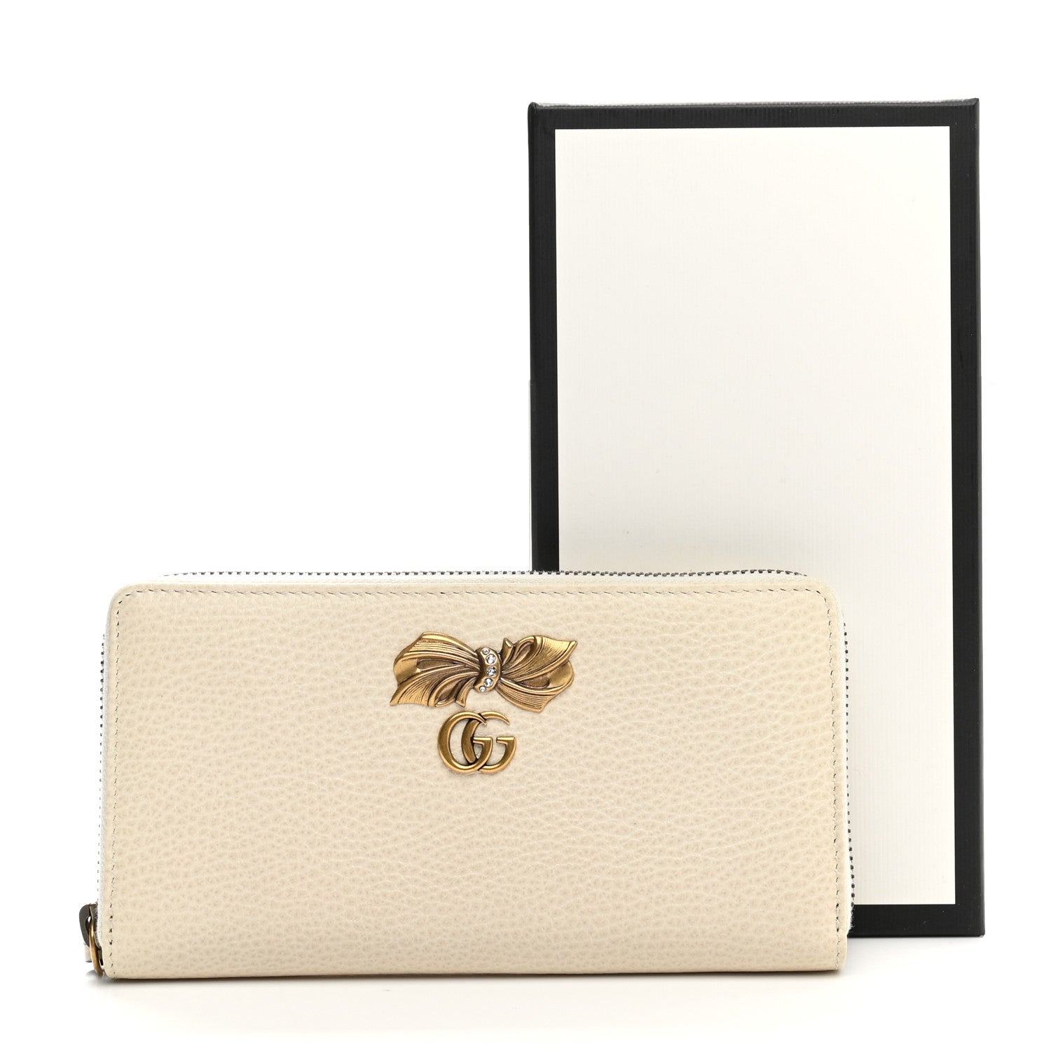 Gucci Calfskin GG Marmont Bow Zip Around Wallet Ivory 10 of 10