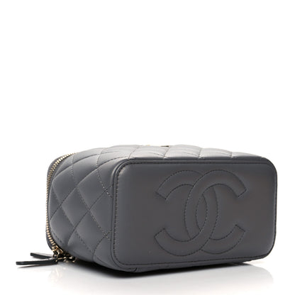 Chanel Lambskin Quilted Small Top Handle Vanity Case With Chain Grey 4 of 10