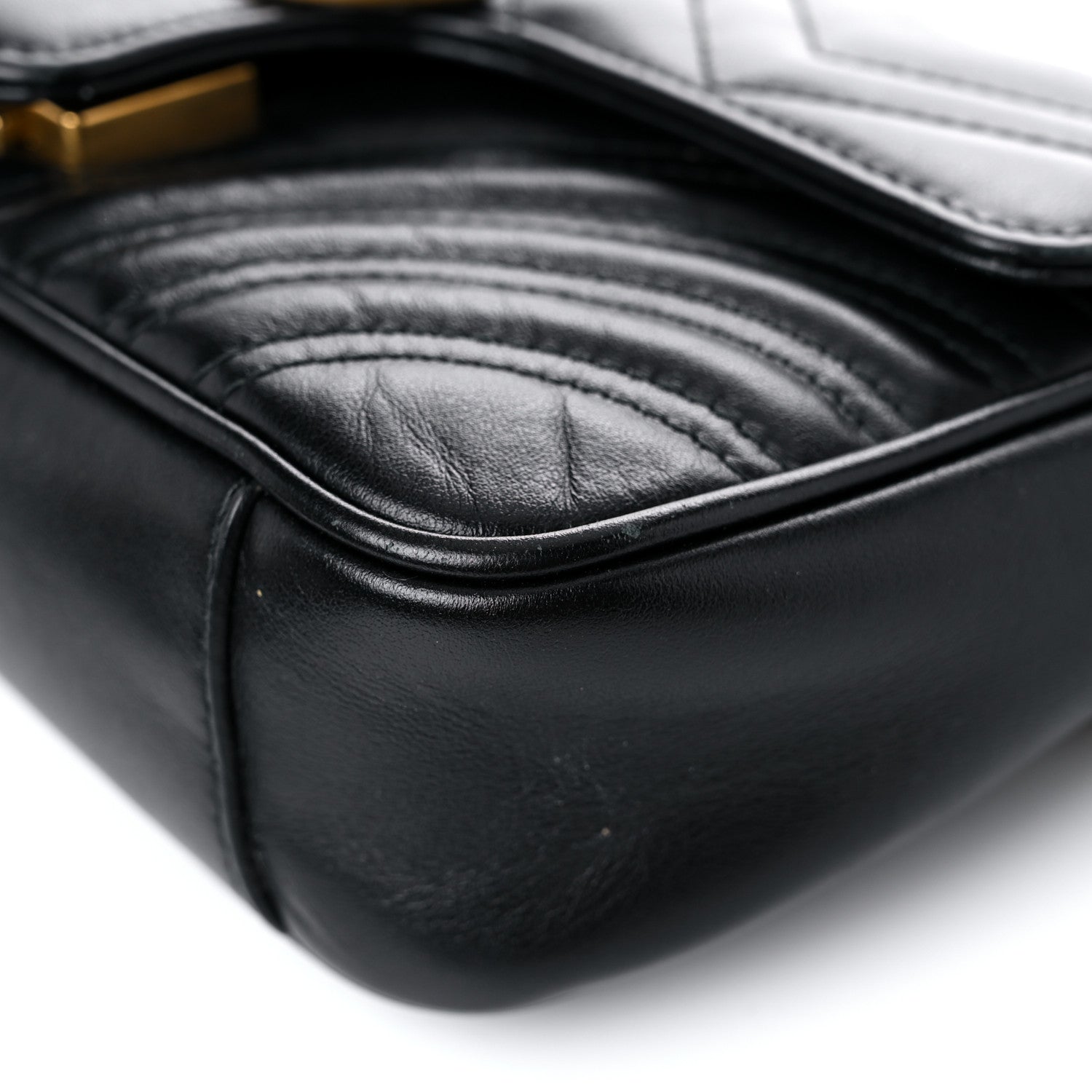 Gucci Calfskin Matelasse Mini GG Marmont Shoulder Bag Black 9 of 18