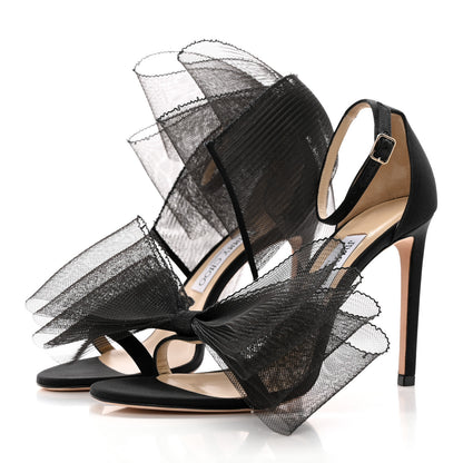 Jimmy Choo Grosgrain Aveline Bow 100 Sandals 38.5 Black 3 of 11