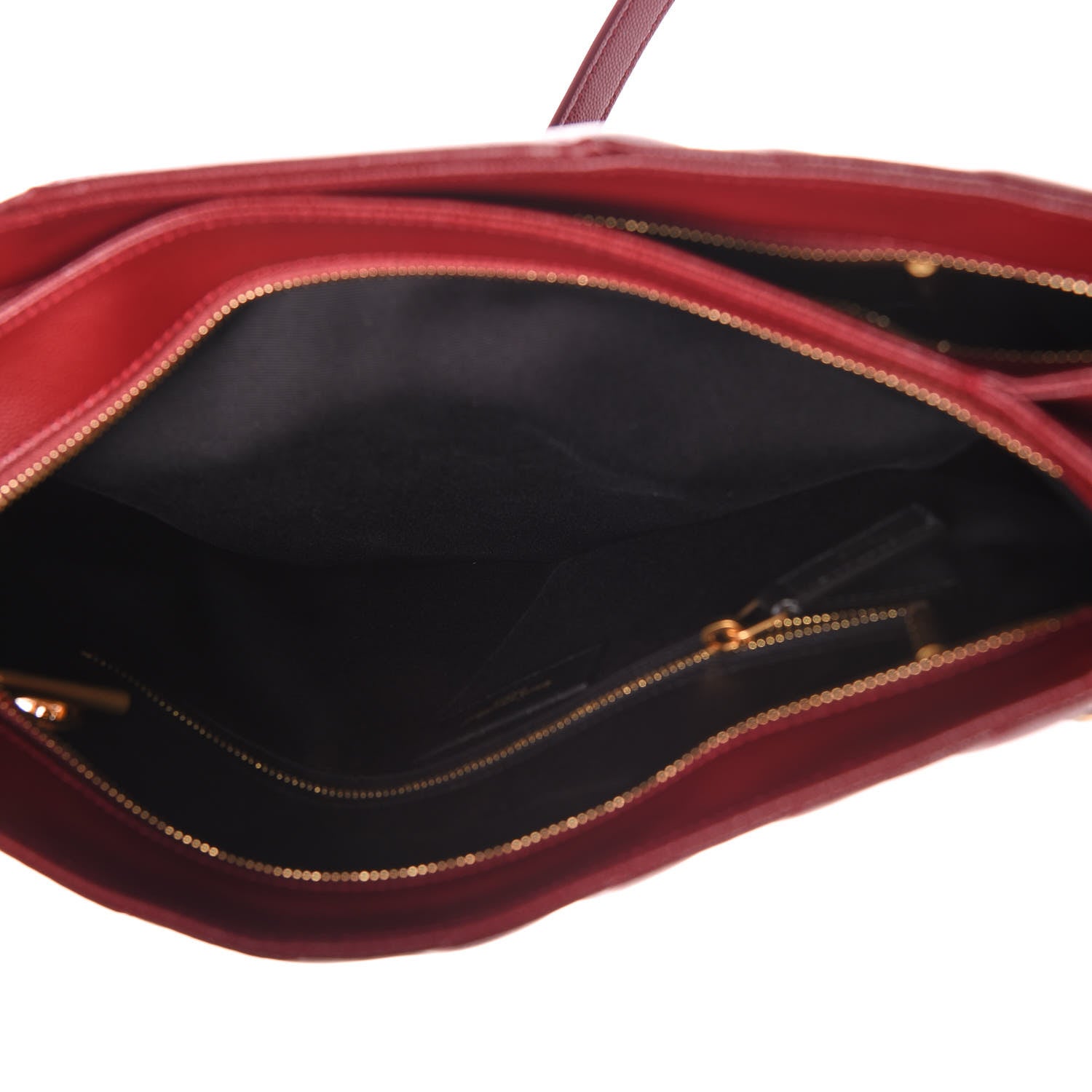 Saint Laurent Grain de Poudre Matelasse Chevron Medium Tribeca Shopping Bag Garnet 5 of 11