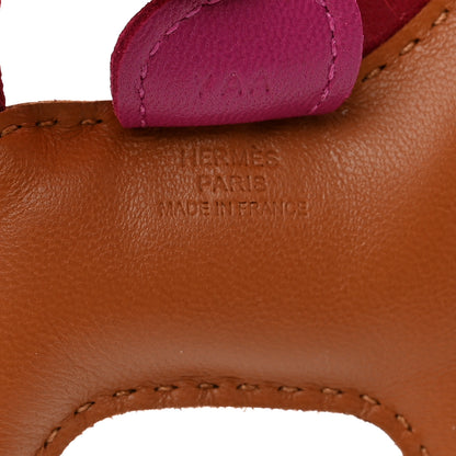 Hermes Milo Lambskin Grigri Rodeo Horse Bag Charm PM Gold Rubis Rose Poupre 3 of 6