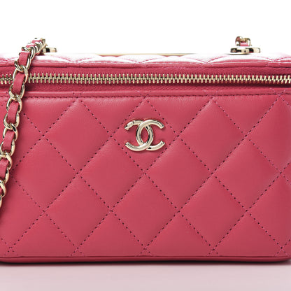 Chanel Lambskin Quilted Trendy Small Vanity Case With Chain Dark Pink 11 of 12