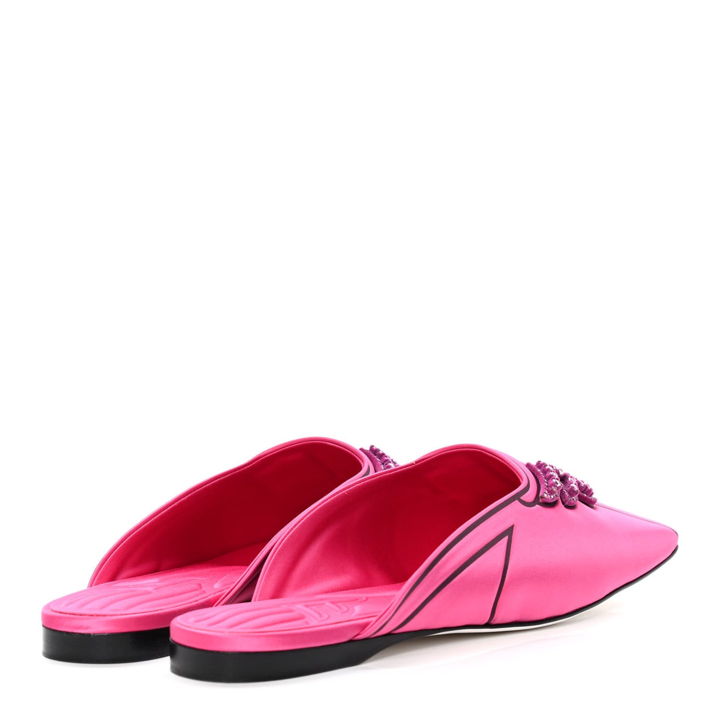 Satin Crystal FFreedom Flat Mules 39 Pink