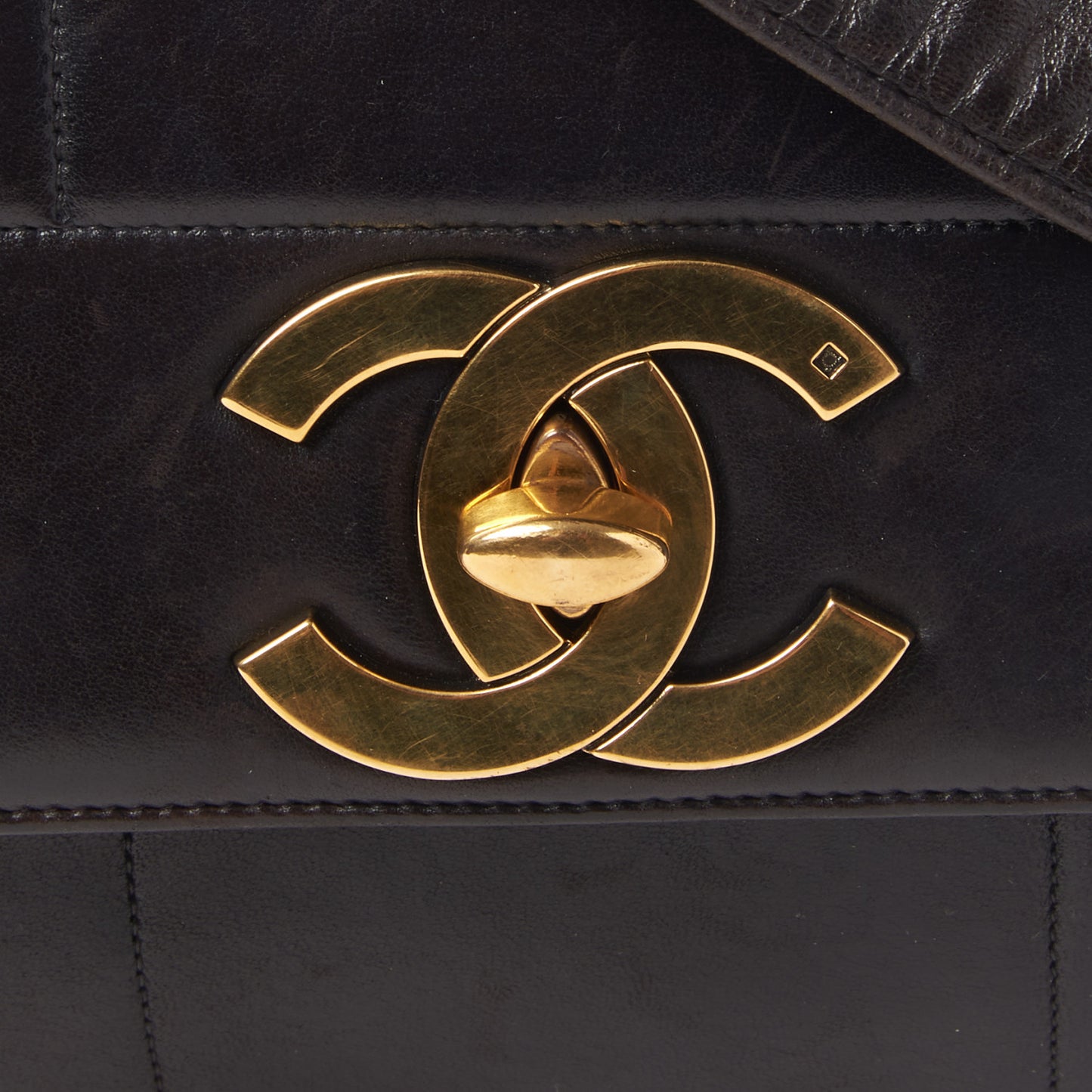 Lambskin Vertical Quilted CC Flap Shoulder Bag Black