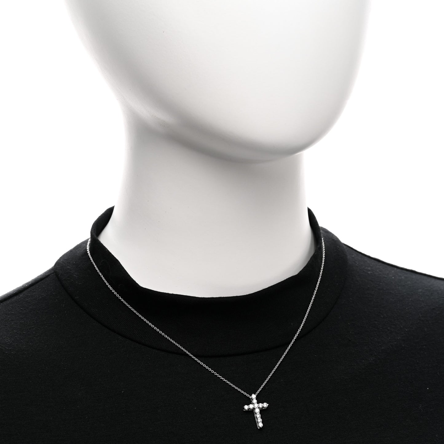 Platinum Diamond Small Cross Pendant Necklace