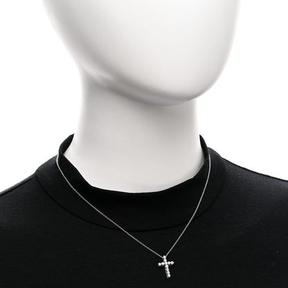 Tiffany Platinum Diamond Small Cross Pendant Necklace 2 of 5