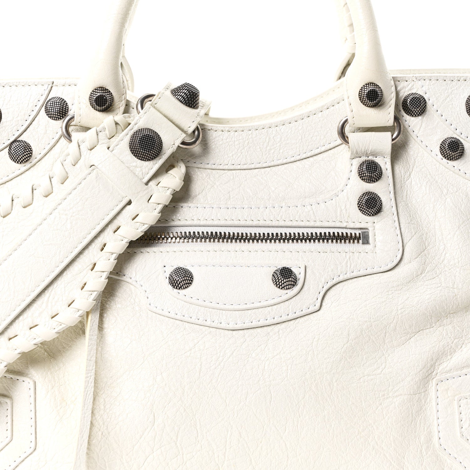 Balenciaga Agneau Arena Neo Cagole City Handbag Optic White