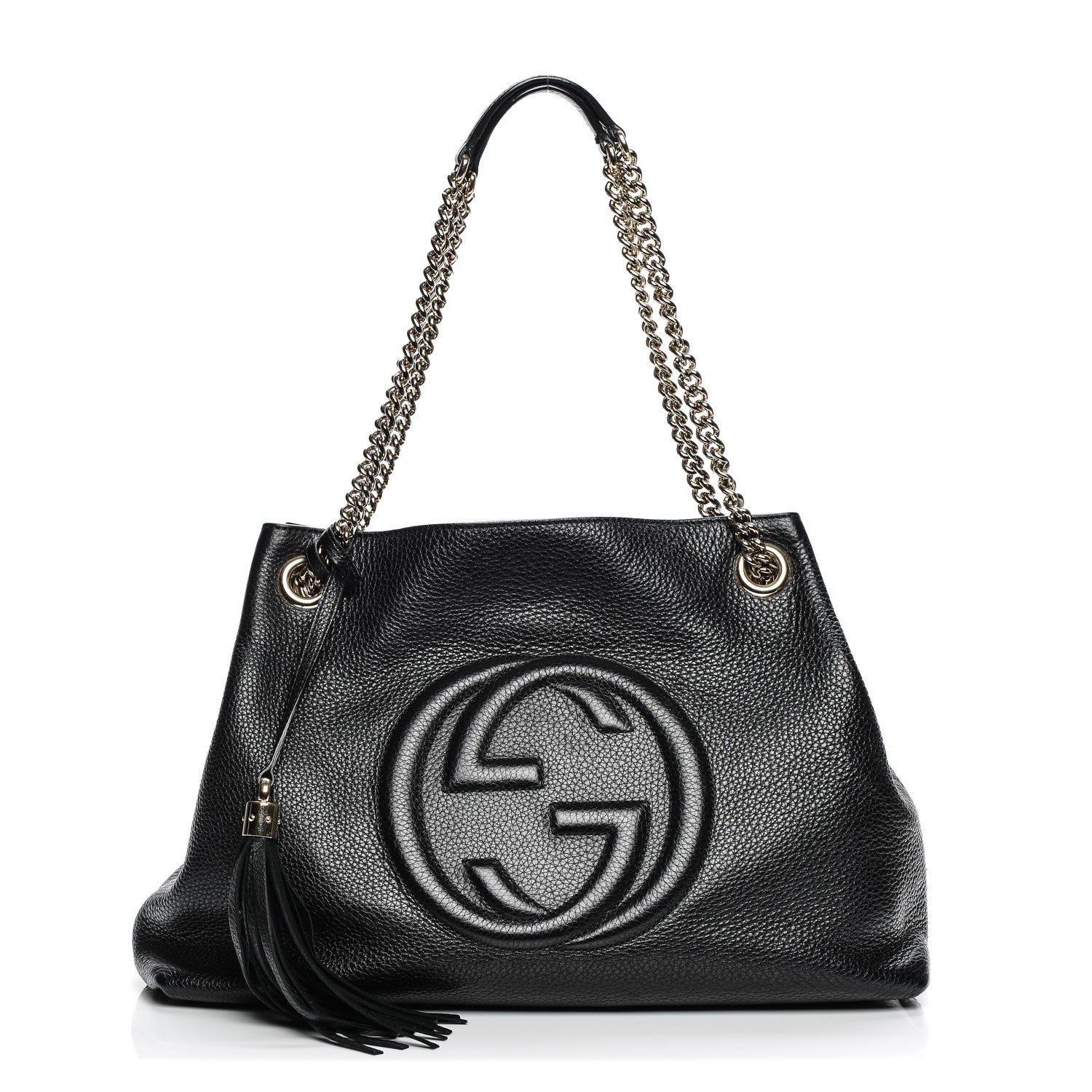 Gucci Pebbled Calfskin Medium Soho Chain Shoulder Bag Black 1 of 7
