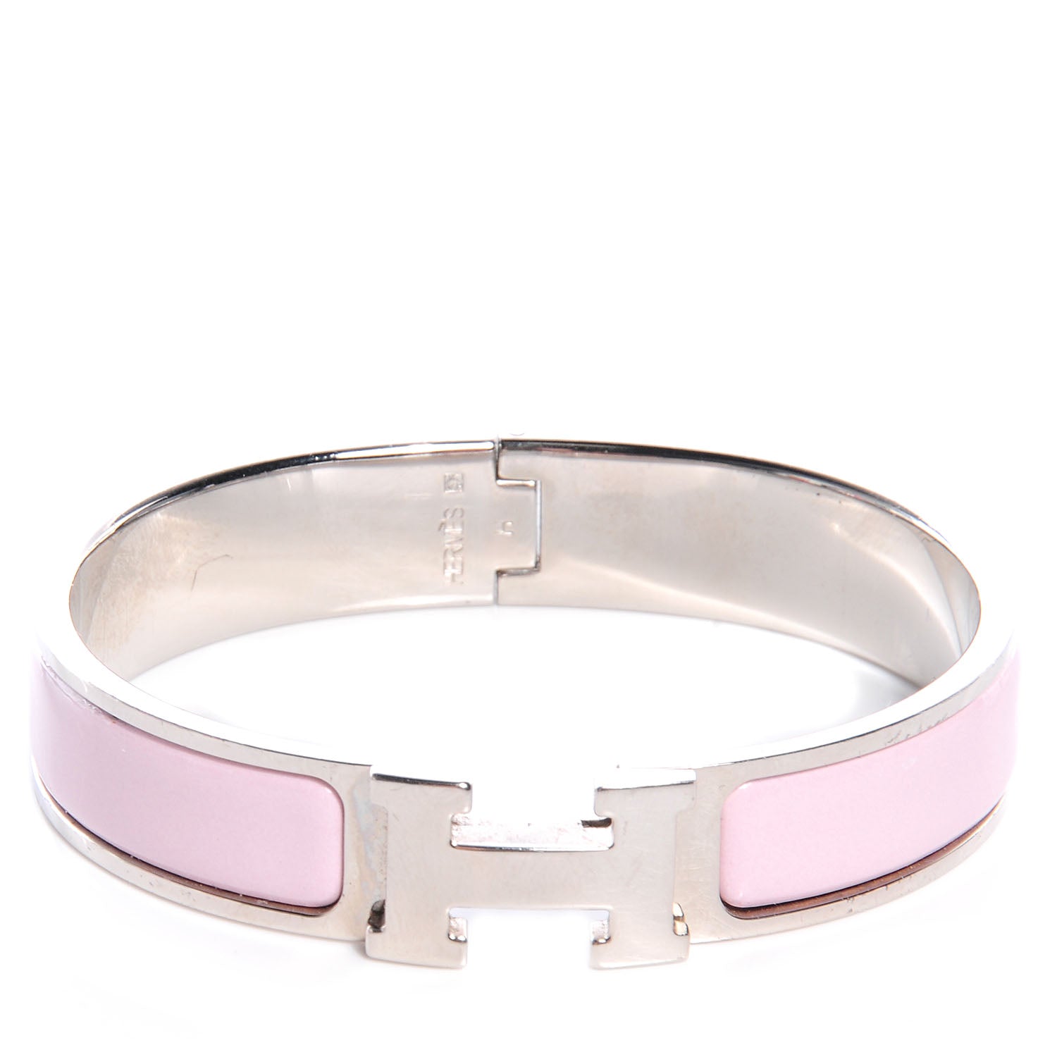 Hermes Enamel Narrow Clic Clac H Bracelet PM Rose Dragee 1 of 4