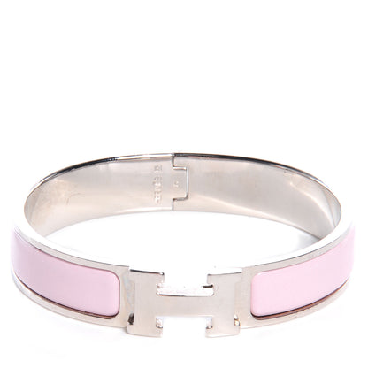 Hermes Enamel Narrow Clic Clac H Bracelet PM Rose Dragee 1 of 4