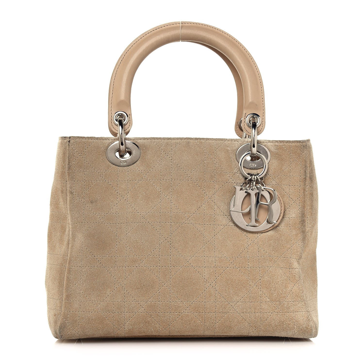 Christian Dior Suede Cannage Medium Lady Dior Beige 1 of 17
