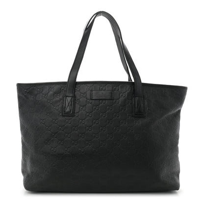 Gucci Guccissima Medium Zippered Shopping Tote Black 1 of 12
