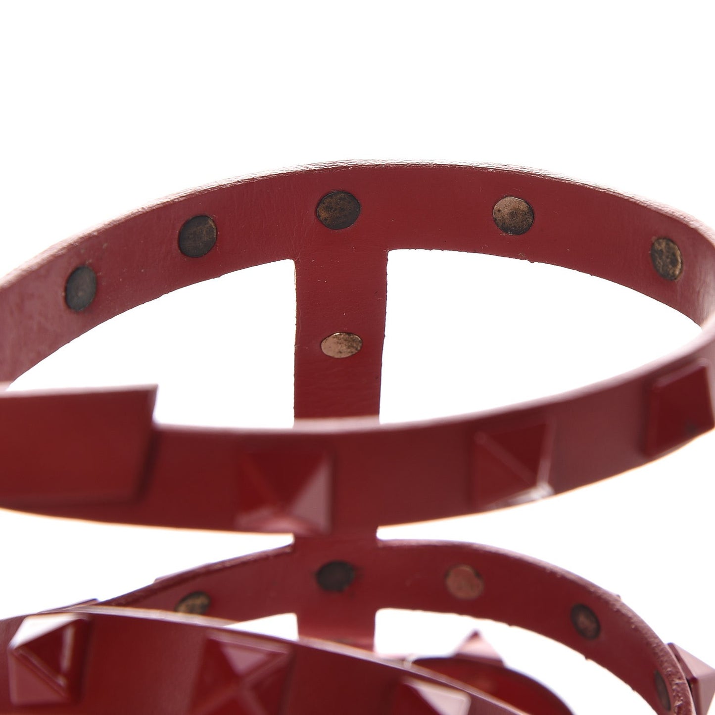 Calfskin Lacquered Monochrome Rockstud 60mm City Sandals 38 Rosso Valentino