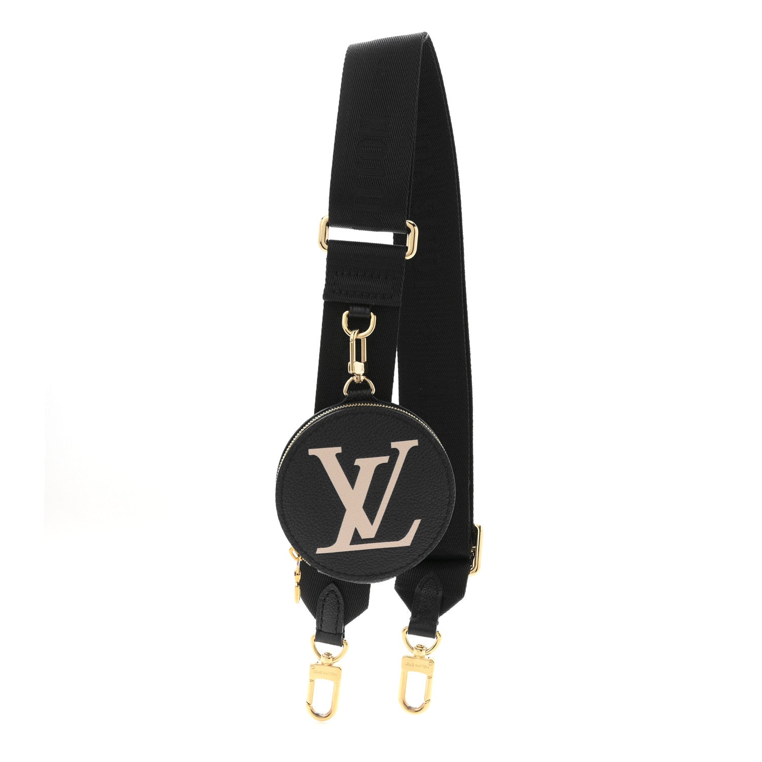 Louis Vuitton Nylon Empreinte Monogram Giant Bandouliere Strap with Coin Purse Black Beige 1 of 5