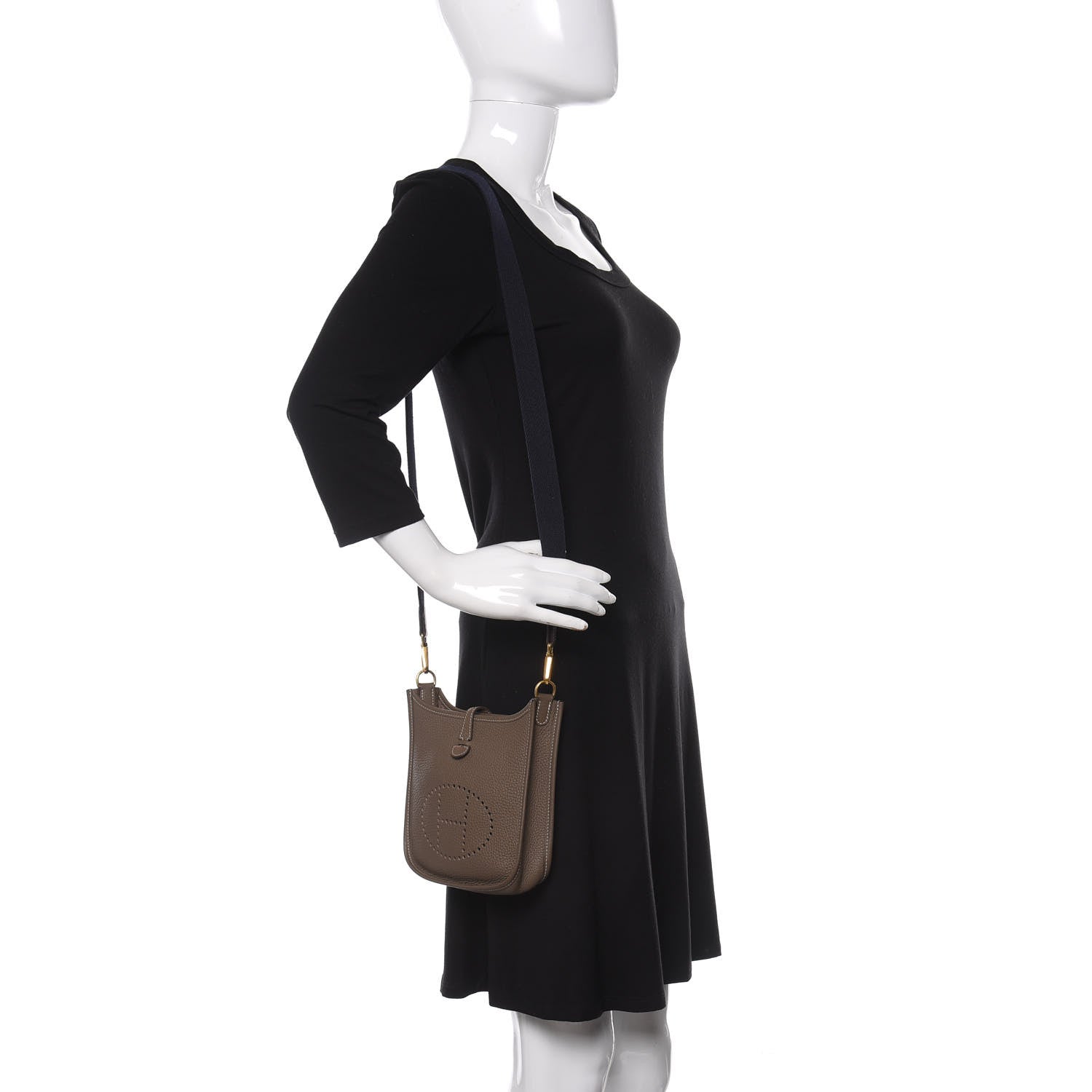 Hermes Taurillon Clemence Amazone Evelyne TPM Etoupe Bleu Indigo 2 of 9