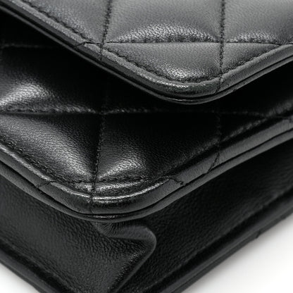 Chanel Lambskin Quilted Wallet On Chain WOC Black 13 of 16