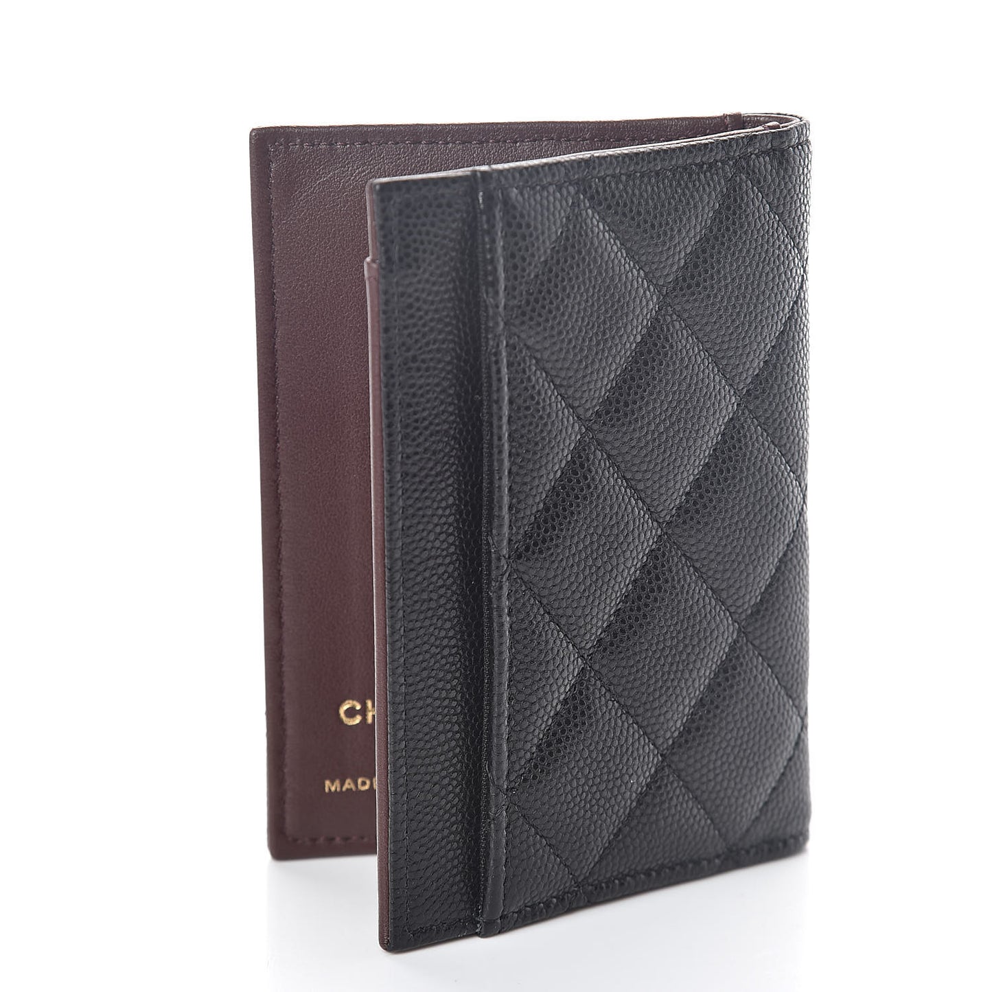 Caviar Quilted Card Holder Wallet Black