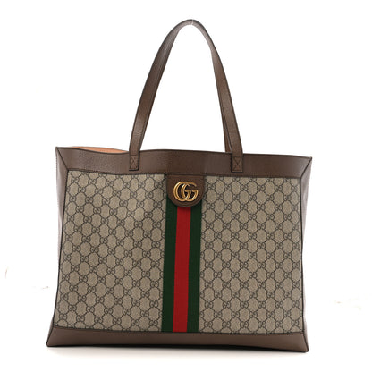 Gucci GG Supreme Monogram Web Ophidia Tote Brown 1 of 15