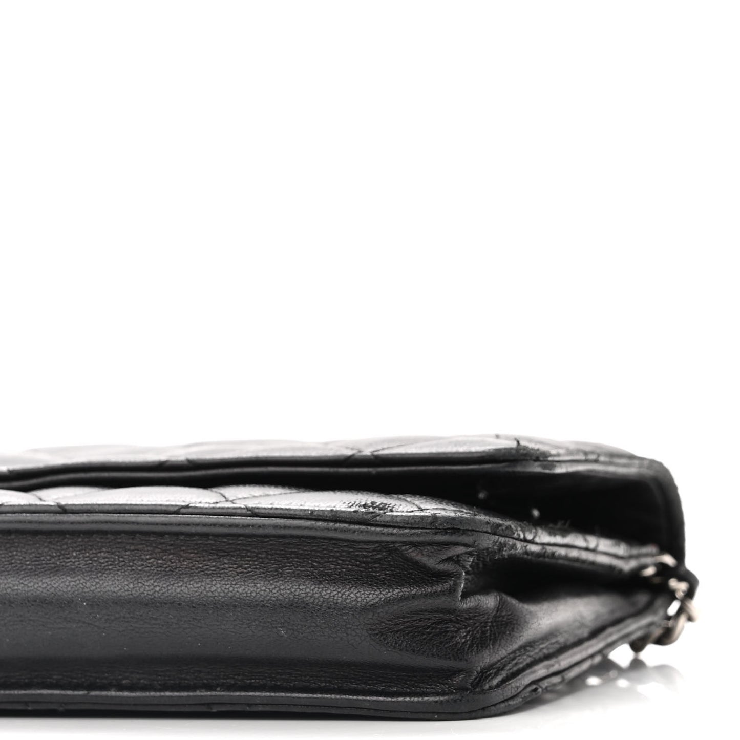 Lambskin Quilted Wallet On Chain WOC Black