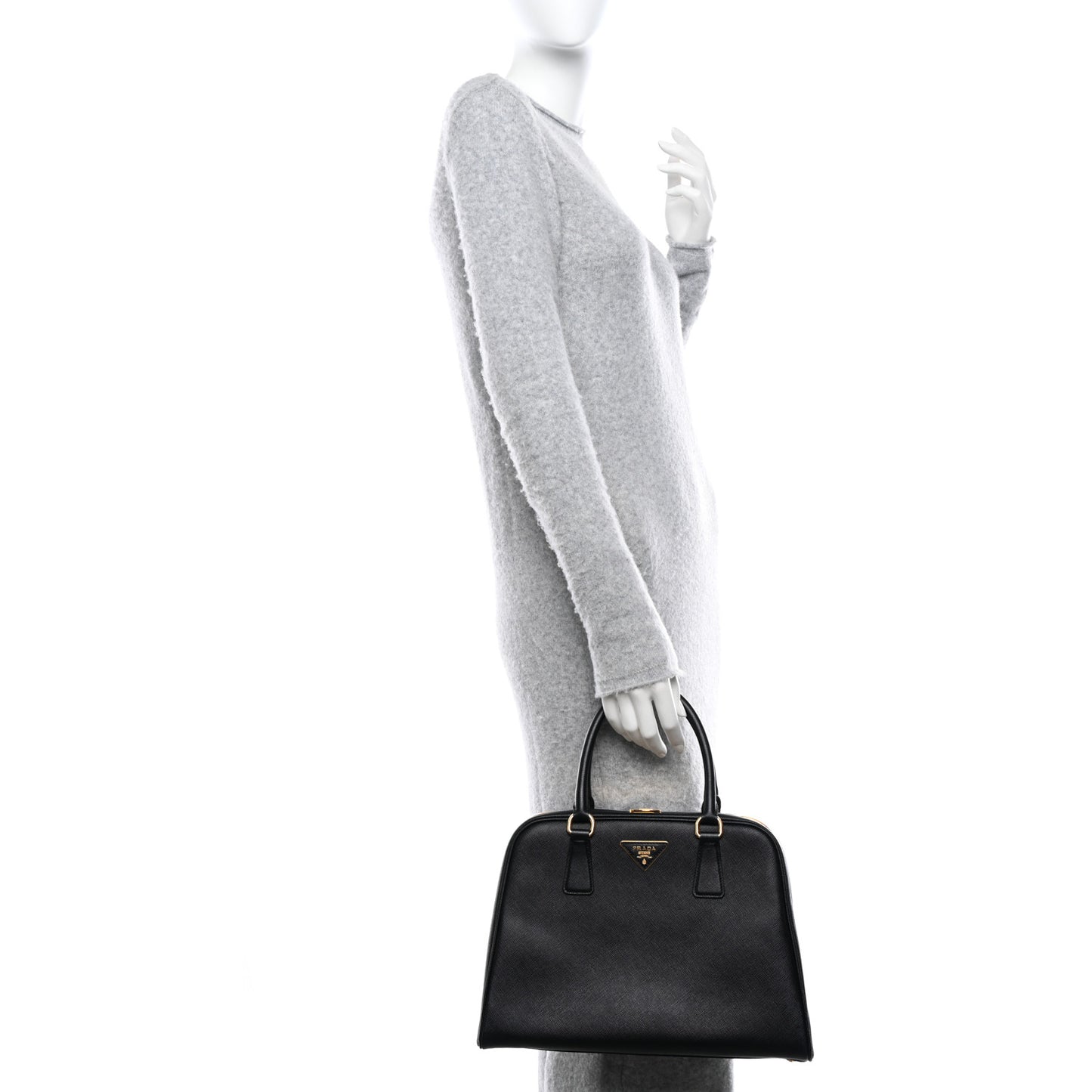 Saffiano Vernice Pyramid Bag Black