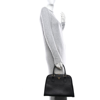 Prada Saffiano Vernice Pyramid Bag Black 2 of 9