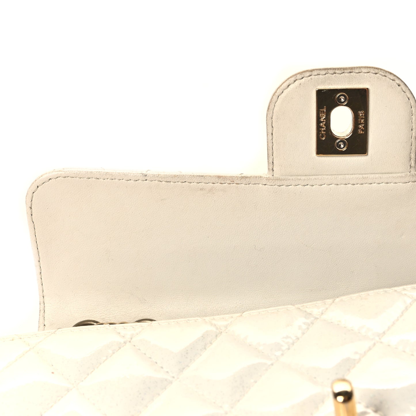 Patent Quilted Evening Star East West Flap White