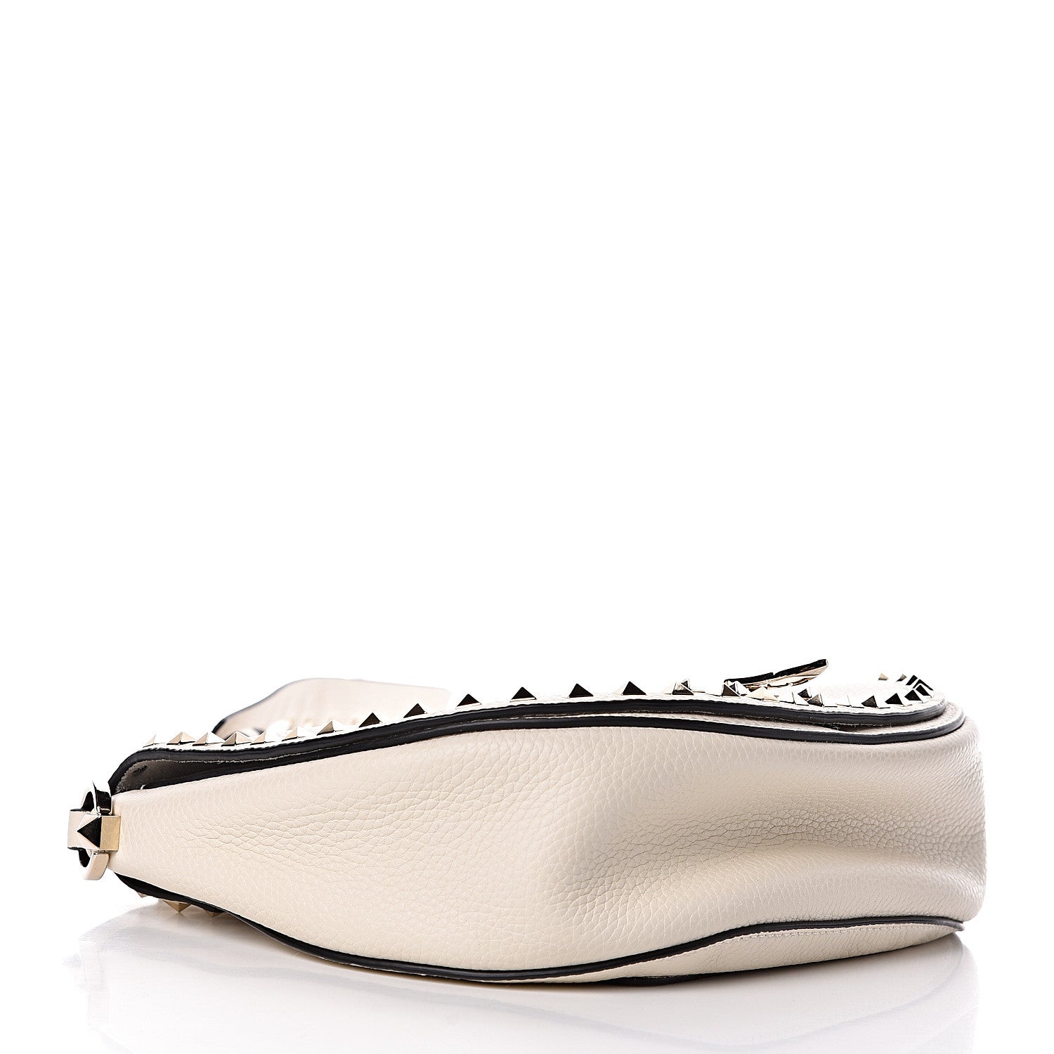 Valentino Garavani Grained Calfskin Rockstud Saddle Bag Light Ivory 4 of 10