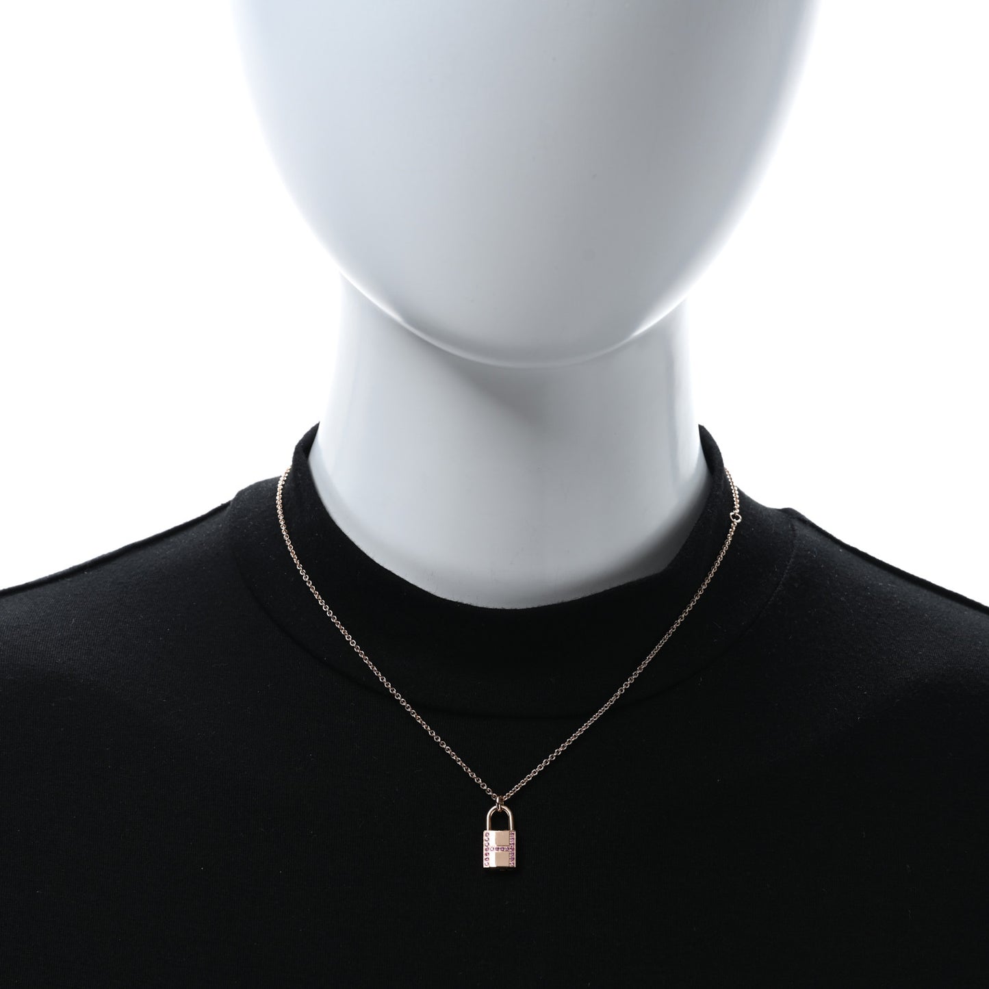 18K Rose Gold Pink Sapphire Amulettes Cadenas Pendant Necklace