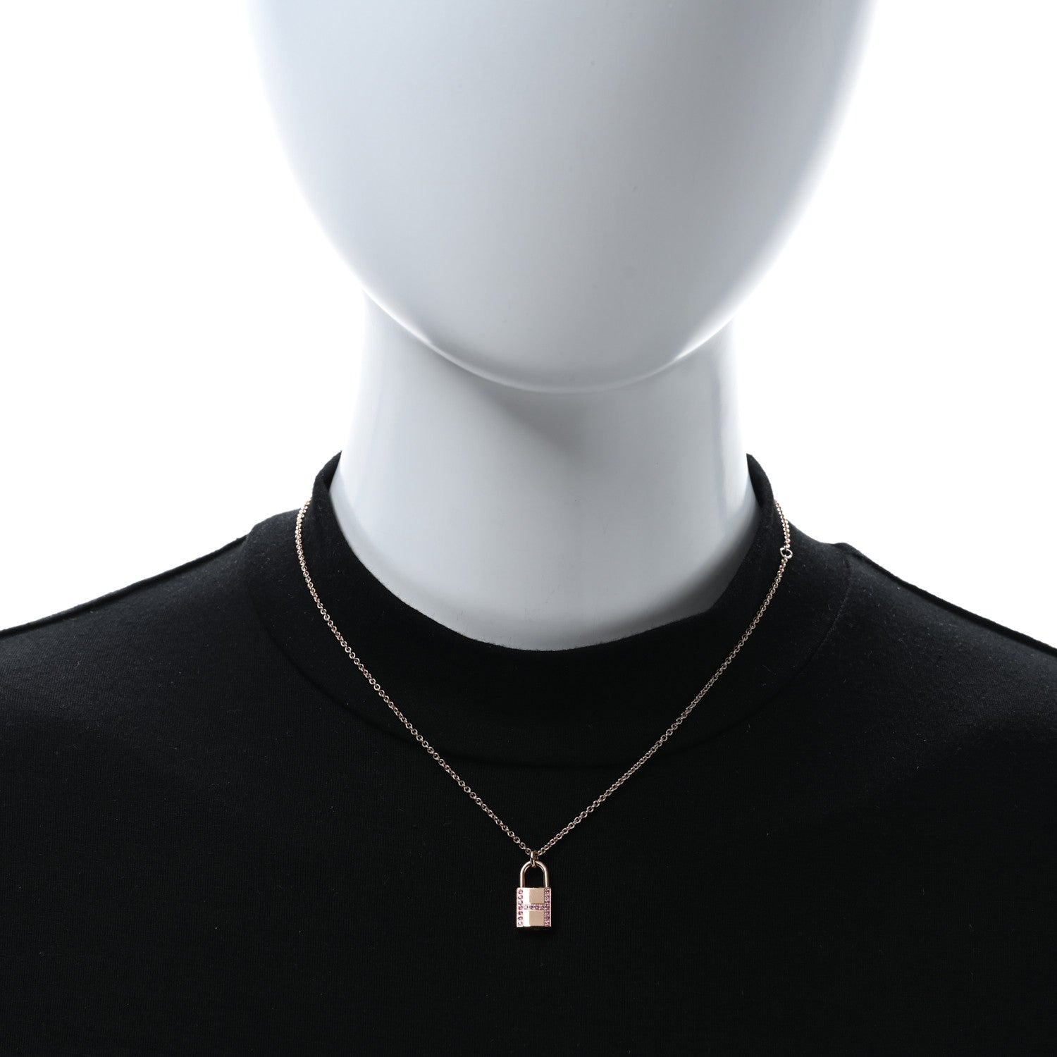 Hermes 18K Rose Gold Pink Sapphire Amulettes Cadenas Pendant Necklace 2 of 6