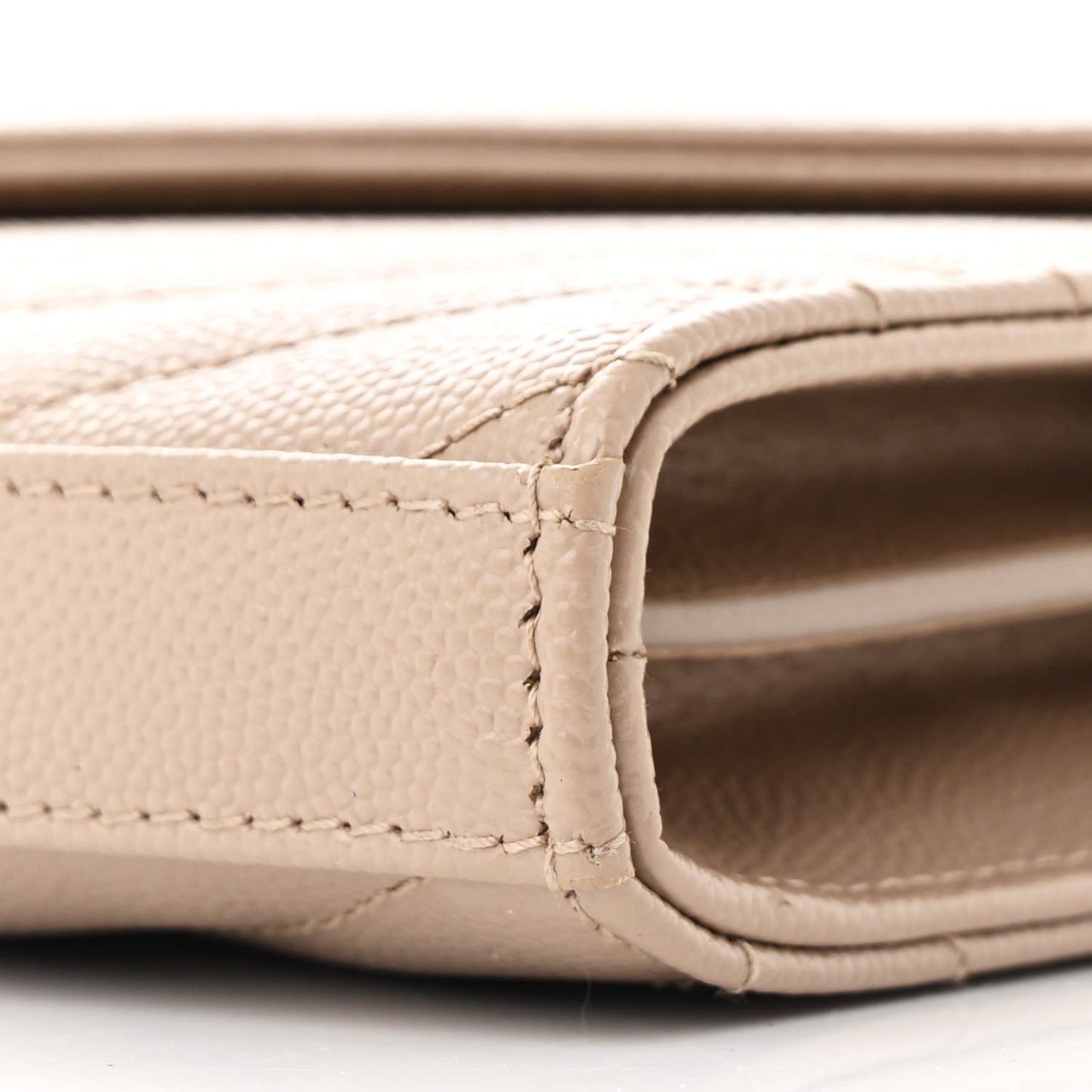 Grain De Poudre Matelasse Chevron Monogram Chain Wallet Dark Beige