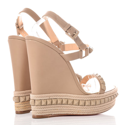 Christian Louboutin Calfskin Rope Cataclou 140 Wedge Sandals 40 Nude 4 of 21