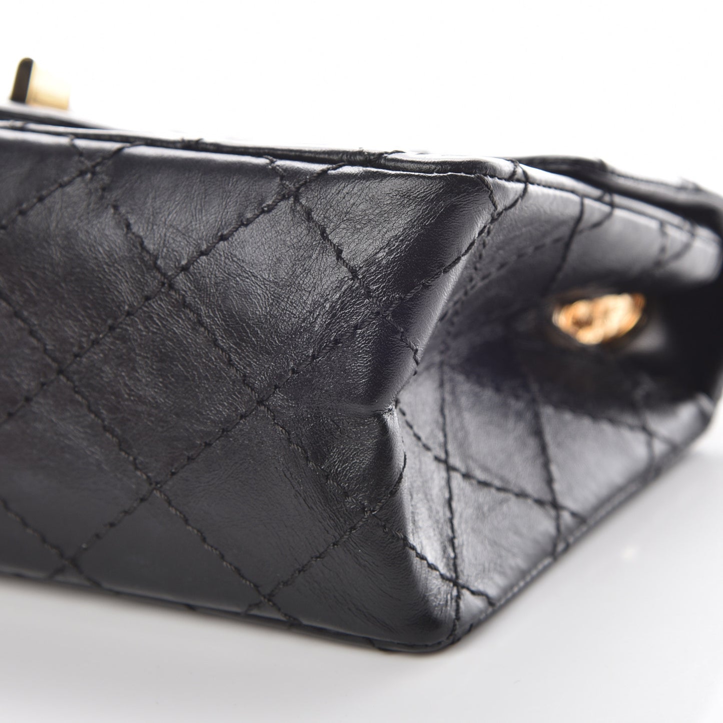 Aged Calfskin Quilted 2.55 Reissue Mini Flap Black