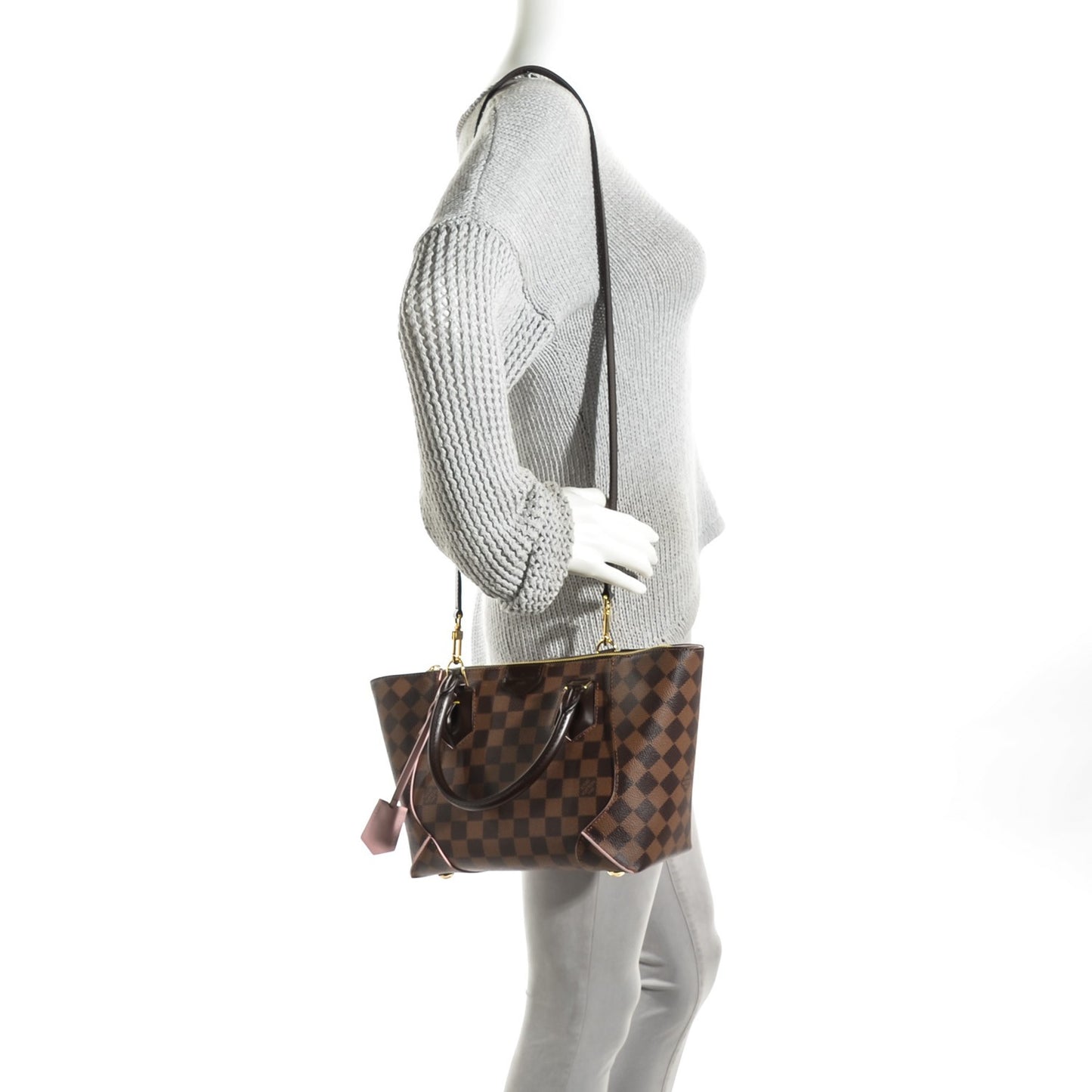 Damier Ebene Caissa Tote PM Rose Ballerine