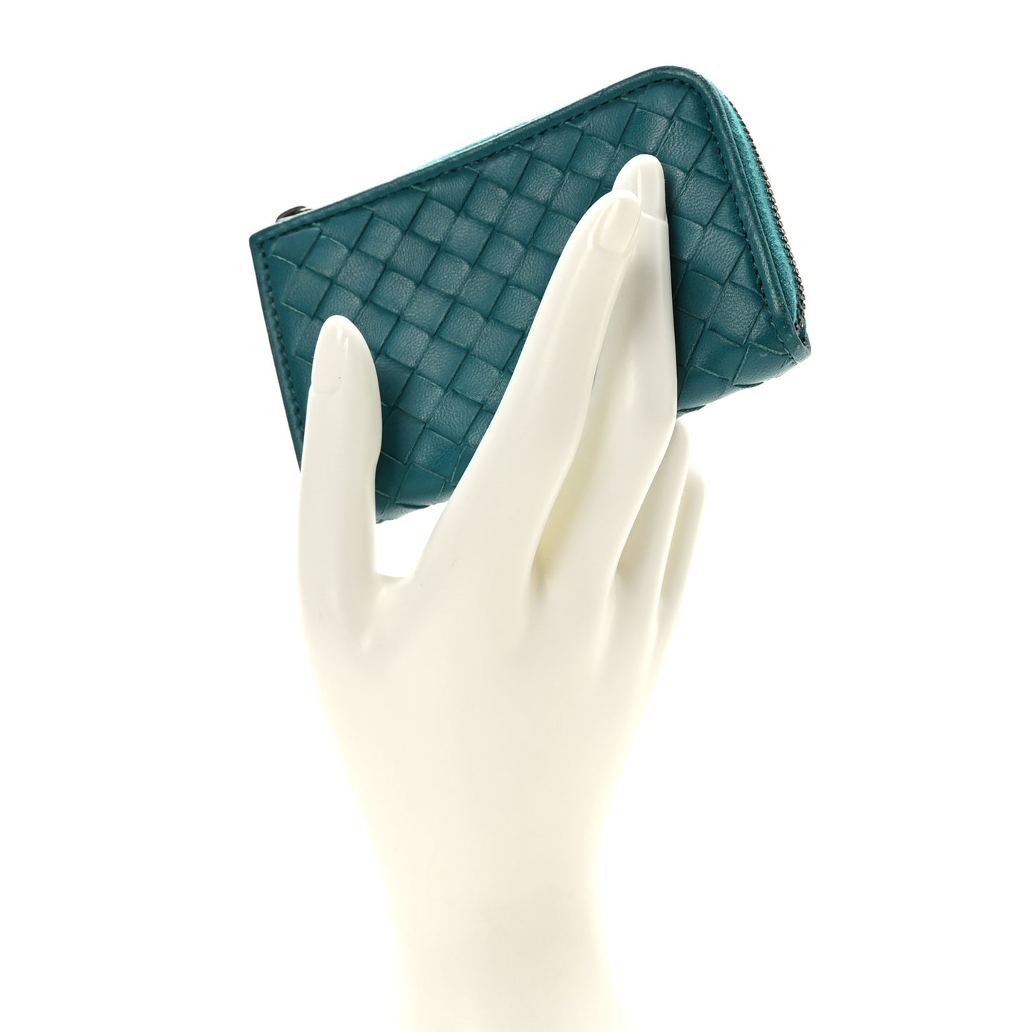 Nappa Intrecciato Zip Around Coin Purse Lagoon