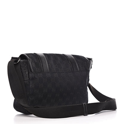 Gucci Monogram Small Double Buckle Flap Messenger Bag Black 4 of 19