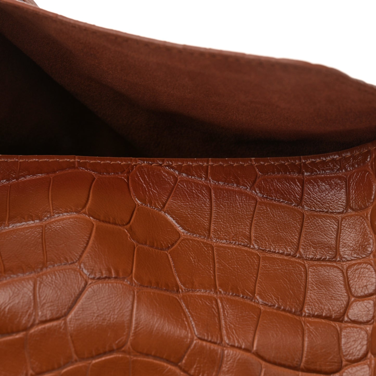 Extra Supple Calfskin Crocodile Embossed Small Tool 2.0 North-South Tote Camel