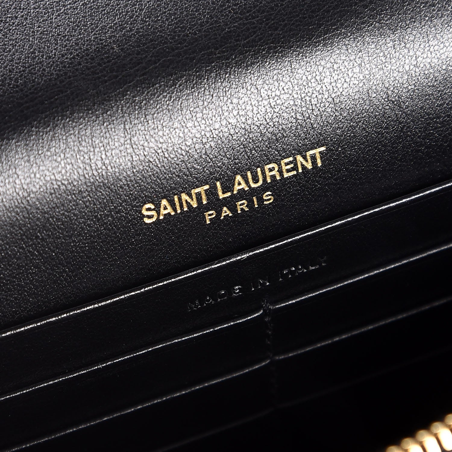Saint Laurent Calfskin Crocodile Embossed Kate Monogram Tassel Chain Wallet Black 6 of 8